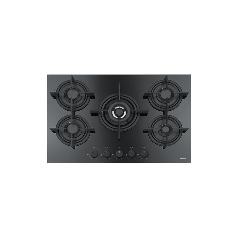  Franke: Plaque de cuisson à gaz Mythos FHCR 755 4G TC HE BK C 106.0374.283, 75 cm, finition verre noir