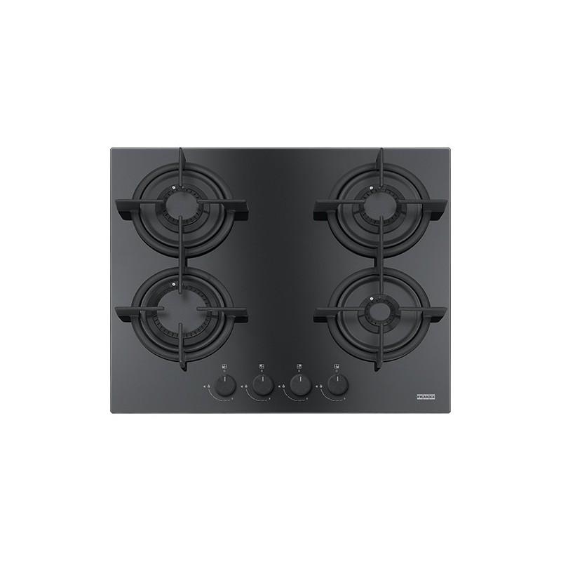  Franke Table de cuisson à gaz Mythos FHCR 604 4G HE BK C 106.0374.280 59 cm finition cristal noir