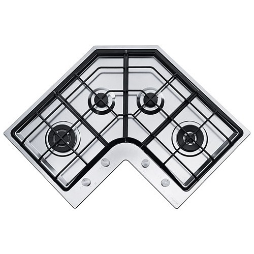 Plaque de cuisson d'angle à gaz Franke Neptune FHNE COR 4 3G TC XS C 106.0204.367 Finition acier inoxydable satiné 83 x 83 cm