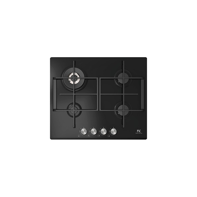 MKHG 603101-ED TC BK Plaque de cuisson à gaz Master Kitchen MKHG 603101-ED TC BK 60 cm en verre trempé noir