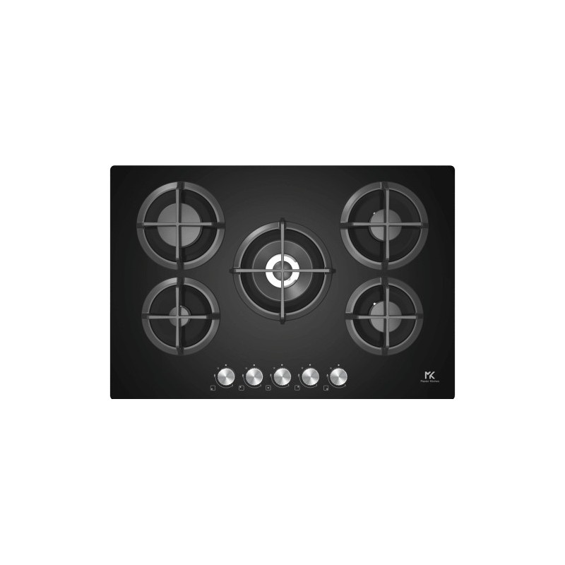 MKHG 754101-PR TC BK Plaque de cuisson à gaz Master Kitchen MKHG 754101-PR TC BK 75 cm en verre trempé noir