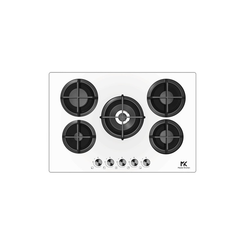 MKHG 754101-PR TC WH Plaque de cuisson à gaz Master Kitchen MKHG 754101-PR TC WH 75 cm en verre trempé blanc