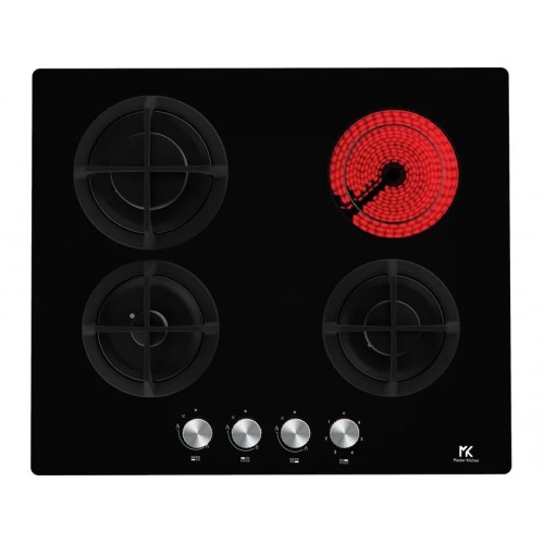 Plaque de cuisson gaz/électrique Master Kitchen MKMC 603C101-PR C BK 60 cm en vitrocéramique noire