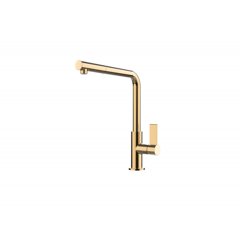  Robinet mitigeur monocommande Foster 8498 855 avec bec pivotant et extractible, finition laiton PVD couleur cognac
