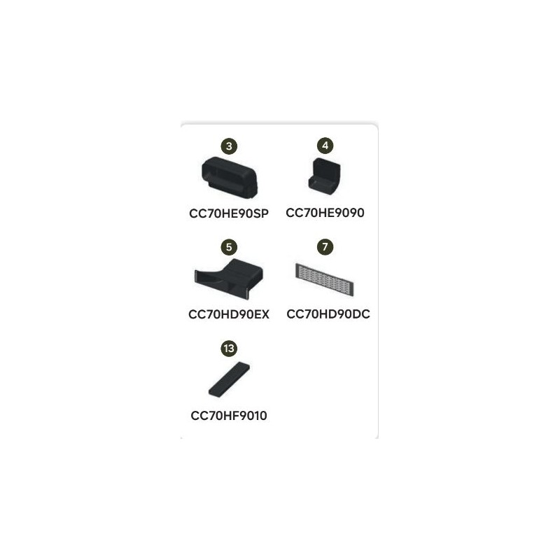 F-CC70HFZMH1C Samsung: Kit de instalación de filtro F-CC70HFZMH1C para placa de cocina con campana extractora integrada.