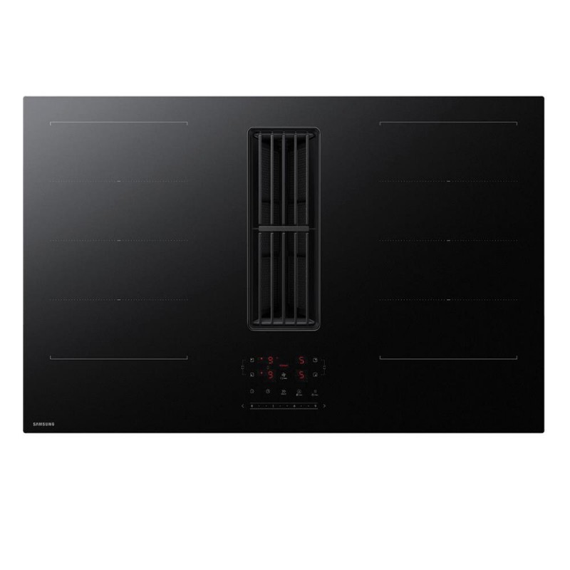 CC90H84JADUR Samsung: CC90H84JADUR Placa de inducción vitrocerámica de 80 cm en negro mate con campana extractora integrada.