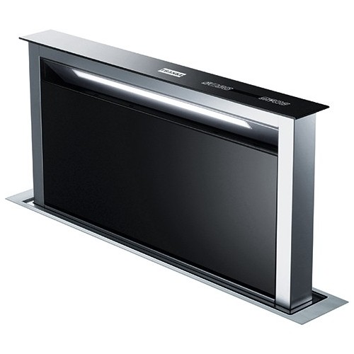Franke: Hotte aspirante télescopique DownDraft FDW 908 IB XS 110.0365.588, finition cristal noir/acier inoxydable, 88 cm