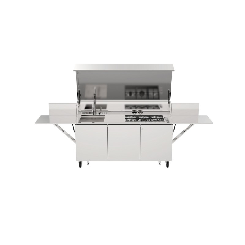 7555001 Bautek Foster Cucina da esterno a libera installazione FINALMENTE 7555 001 in acciaio inox da 185/327 cm