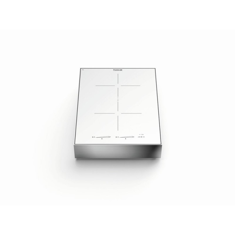 5021255 Placa de inducción Bautek Foster OGNIDOVE 5021 de 255 W en vitrocerámica blanca y marco de acero inoxidable de 39 cm.