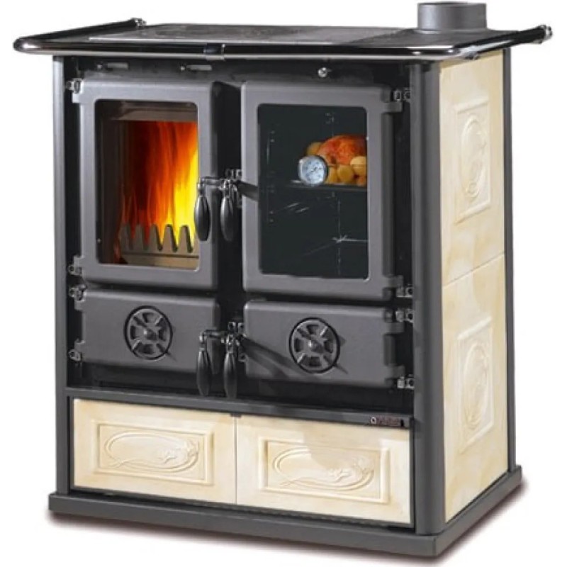 3003852 Poêle à bois La Nordica ROSETTA VST.16 CERAMICA 3003852, finition crème Liberty