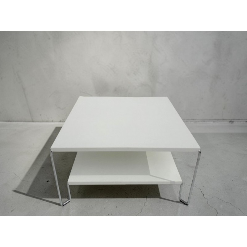  Table basse Maconi New Line 1143 avec plateau en mélamine blanche de 60 cm et hauteur de 33 cm, collection Tables basses