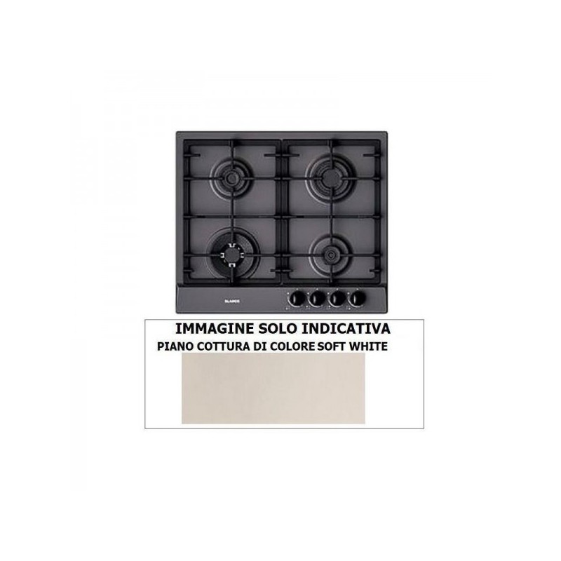 1046154 Plaque de cuisson à gaz Blanco EXCLUSIVE 6x5-4 1046154, finition blanc doux, 58 cm