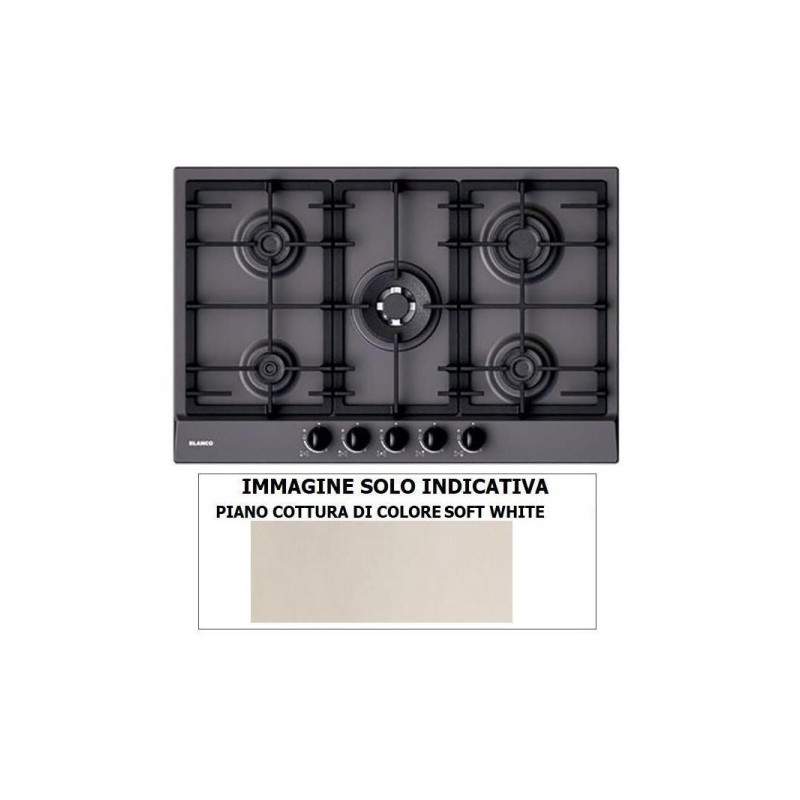1047154 Plaque de cuisson à gaz Blanco EXCLUSIVE 7x5-5 1047154, 75 cm, finition blanc doux