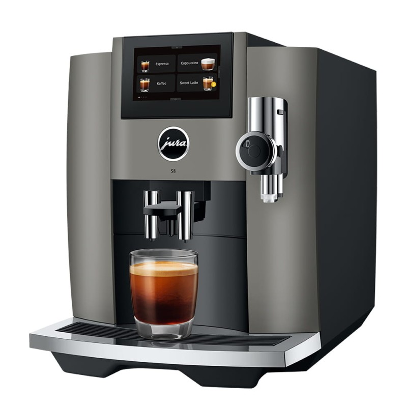 15480 Cafetera automática Jura S8 con acabado en acero inoxidable oscuro.