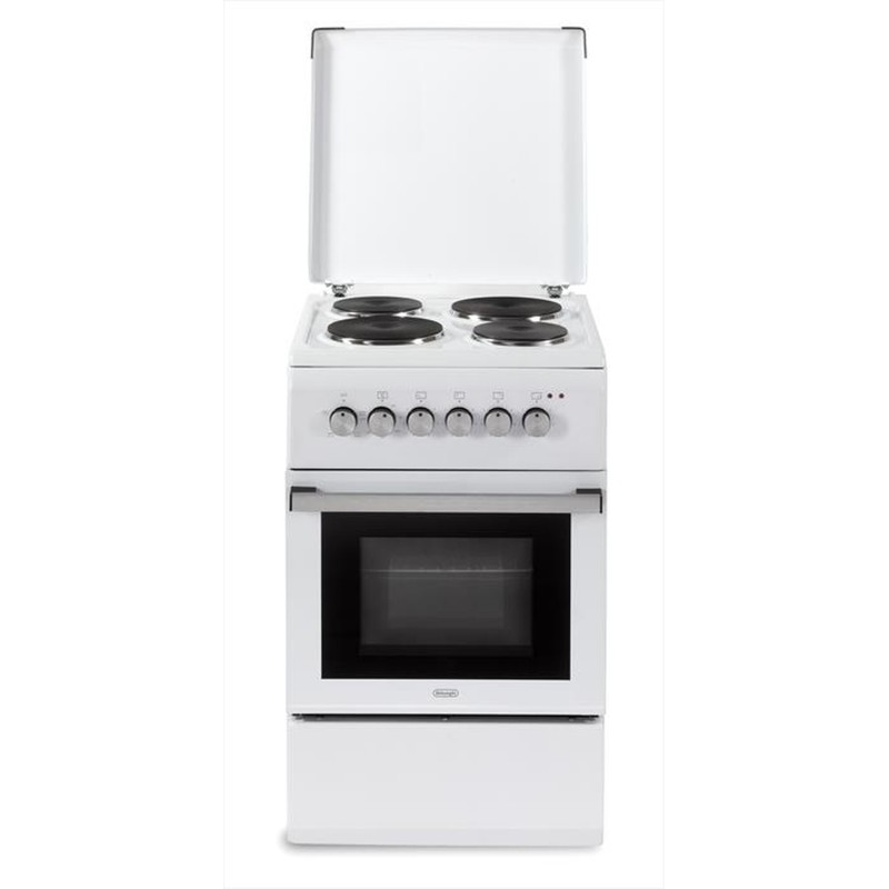 DL554EWP2 Cuisinière De Longhi DL554EWP2, pose libre, 4 feux et four électrique de 50 cm, finition blanche