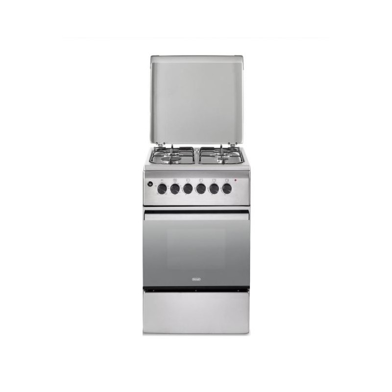 DL554EX2 Cocina independiente De Longhi DL554EX2 con 4 quemadores y horno eléctrico de acero inoxidable de 50 cm.