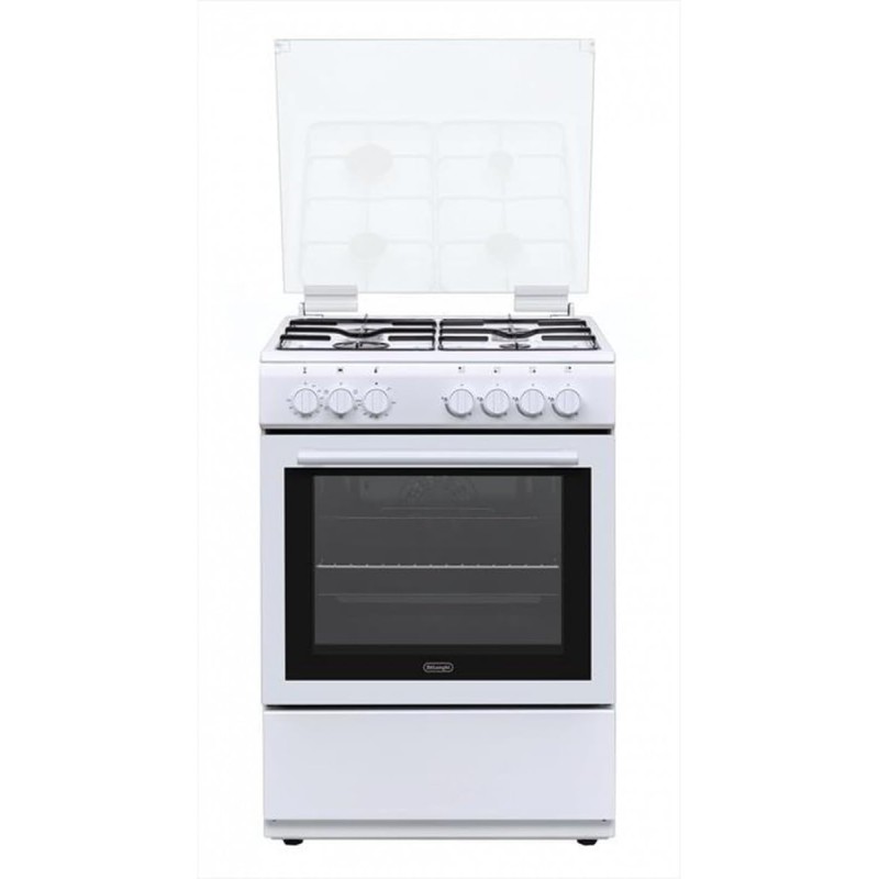 DL664EW Cuisinière De Longhi DL664EW 60 cm, pose libre, 4 brûleurs et four électrique, finition blanche