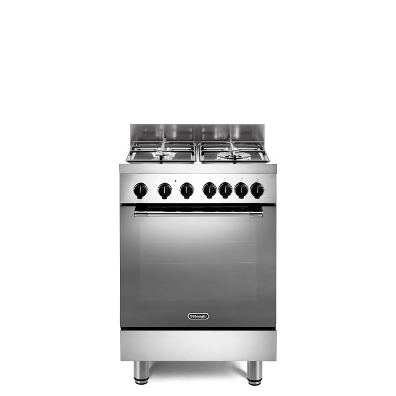GEMMA66GVL De Longhi GEMMA 66 GVL 4-burner freestanding cooker with 60cm stainless steel fan-assisted gas oven