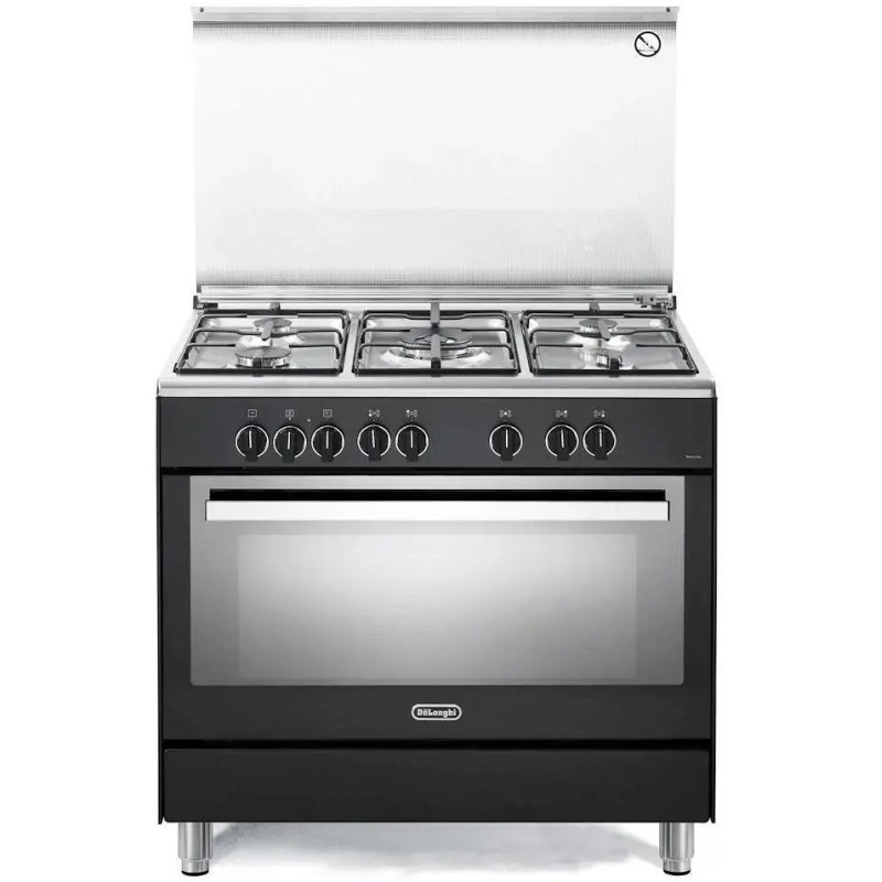 PEMA96SG Cuisinière De Longhi PEMA 96 SG pose libre avec 5 brûleurs et four électrique multifonction, 90 cm, finition anthracite