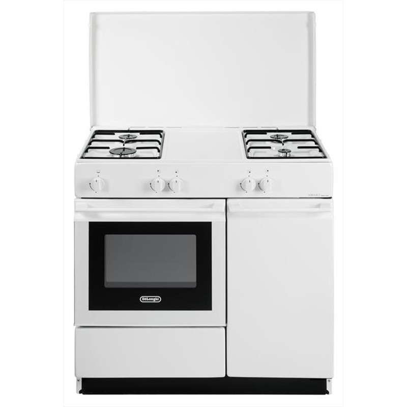 SGW854NM Cocina independiente De Longhi SGW 854 NM de 4 quemadores con horno de gas de 86 cm, acabado blanco.
