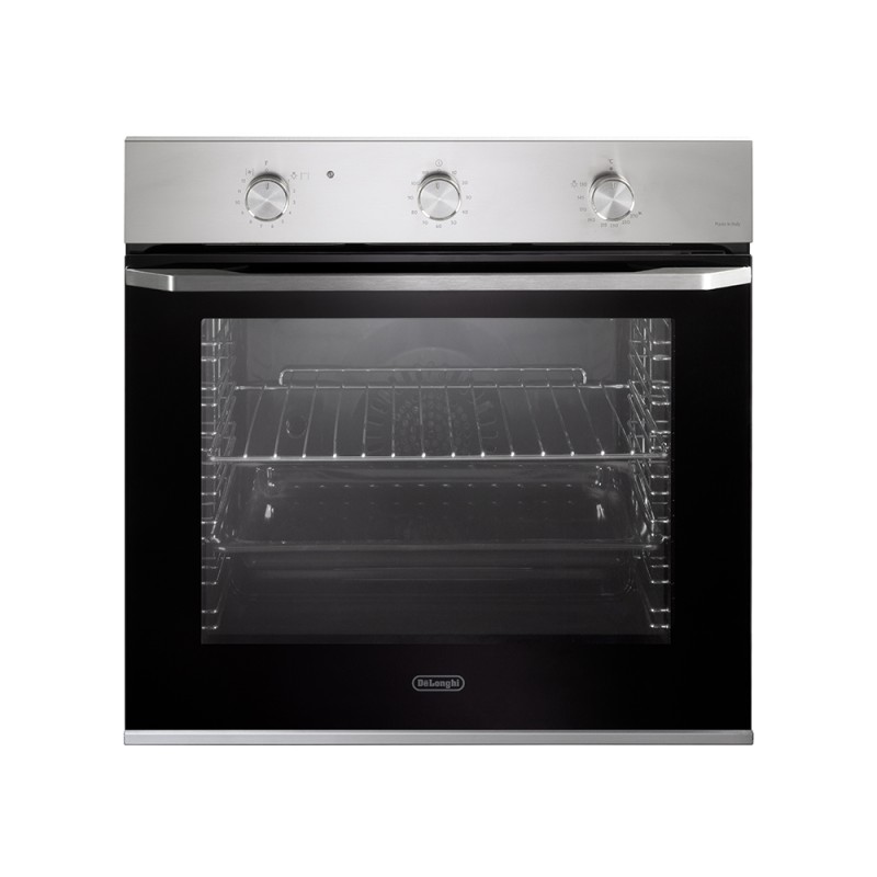 NSFGE9XL Four à gaz encastrable De Longhi NSFGE 9 XL 60 cm à chaleur tournante, finition inox et verre noir