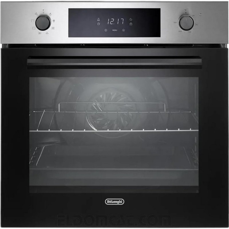 FLM6LXDG De Longhi FLM 6LXDG 60cm built-in multifunction electric oven with stainless steel and black glass finish