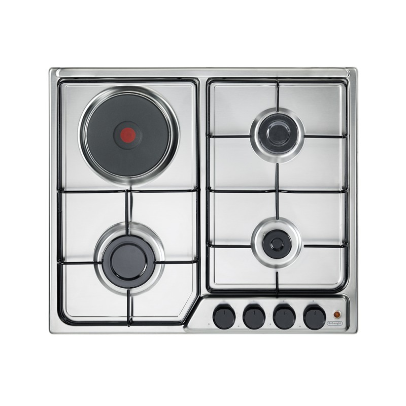 FFI36ER Plaque de cuisson à gaz De Longhi FFI 36 ER 58 cm en acier inoxydable avec plaque chauffante électrique