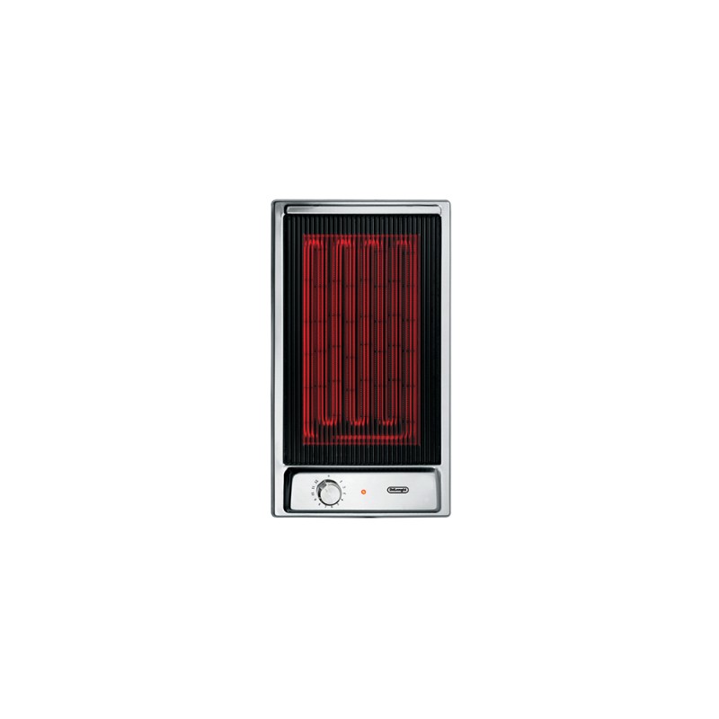  Parrilla eléctrica De Longhi GVI 13/2 de 29 cm, de acero inoxidable y cristal negro.