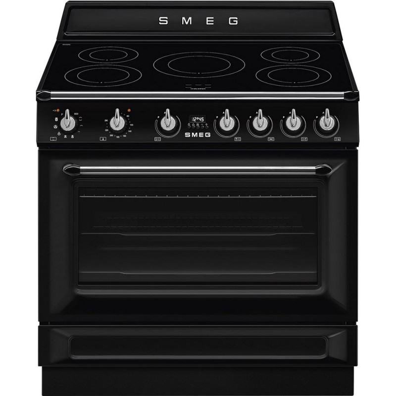 TR90IPBL Smeg S TR90IPBL kitchen with fan-assisted oven and 90x60 cm induction hob in black finish