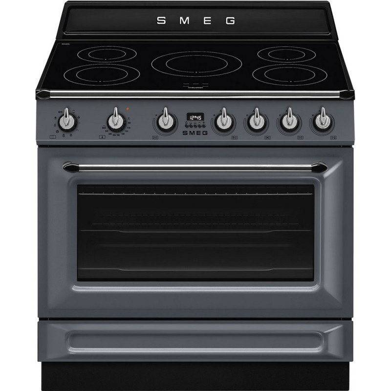 TR90IMGR Cocina Smeg S TR90IMGR con horno de convección y placa de inducción gris pizarra de 90x60 cm.