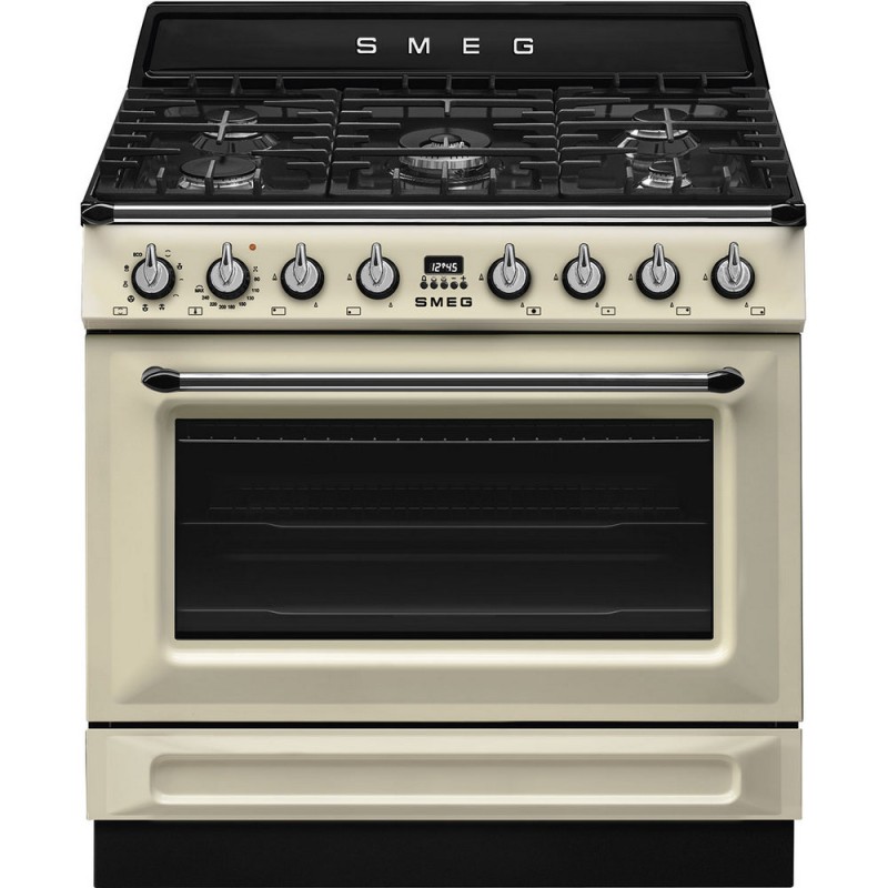 TR90GMP Smeg S TR90GMP kitchen with fan-assisted oven and 90x60cm cream-finish gas hob