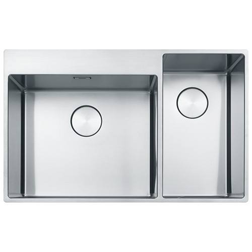 Franke Single bowl sink with accessory compartment Box Center BXX 220-50-27 127.0586.160 satin stainless steel finish 82x51 cm