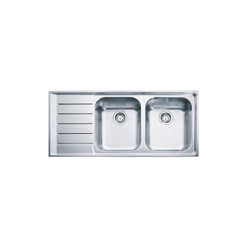  Franke: Neptune NEX 221 127.0059.719 double bowl sink with drainer on the left, satin stainless steel finish, 116.4x51.4 cm