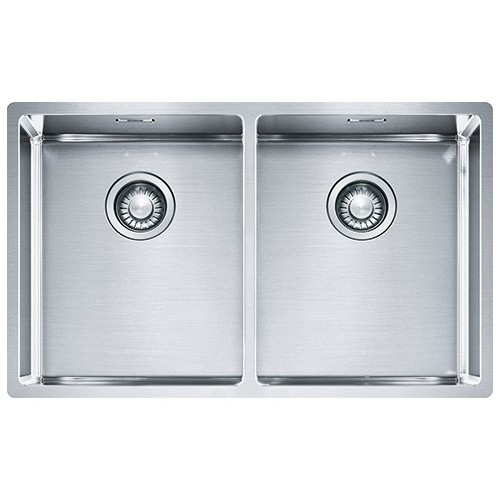 Franke: Fregadero de doble cubeta Franke Box BXX 220 34-34/120 34-34 127.0370.188, acero satinado, 74x45 cm