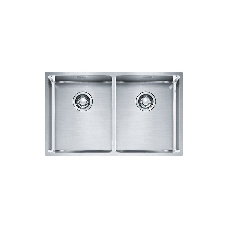  Franke: Évier double bac Franke Box BXX 220 34-34/120 34-34 127.0370.188, finition inox satiné, 74x45 cm