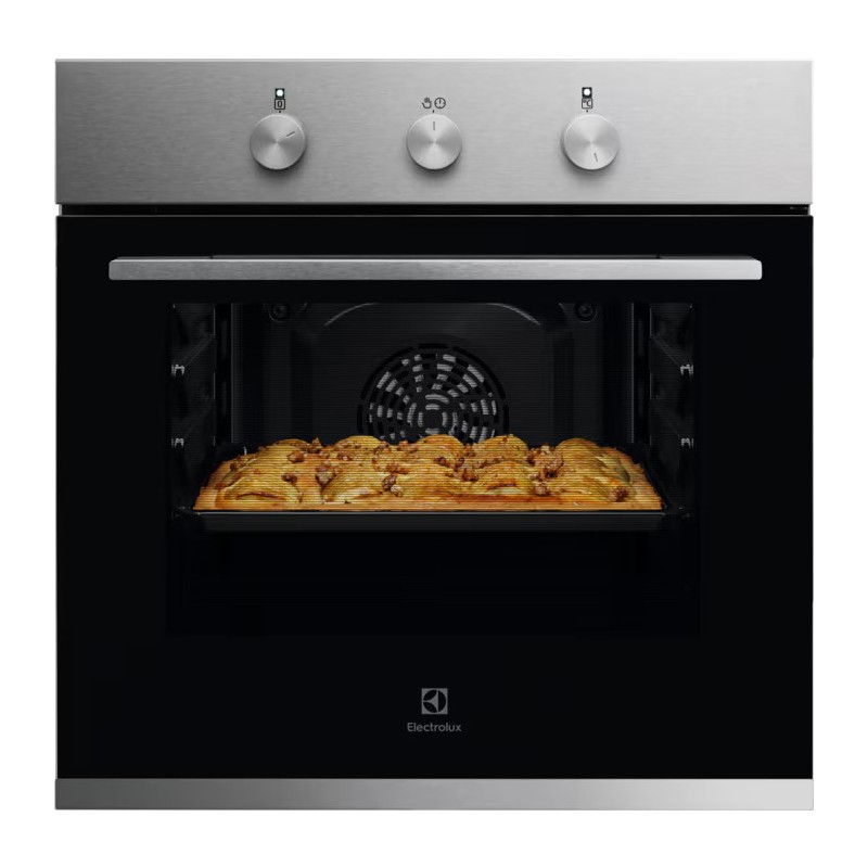 COHHH00BX Horno multifunción Electrolux COHHH00BX de 60 cm con acabado en acero inoxidable y cristal negro.