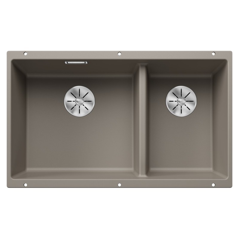 4523158 Évier double bac Blanco SUBLINE 430/270-U Dark Steel 4523158 75 x 46 cm, finition truffe - À encastrer