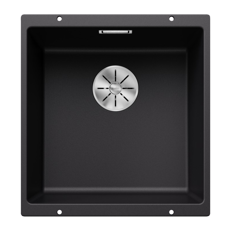 5525990 Évier à une cuve Blanco SUBLINE 400-U Platinum 5525990, finition noire, 43 x 46 cm - À encastrer sous plan