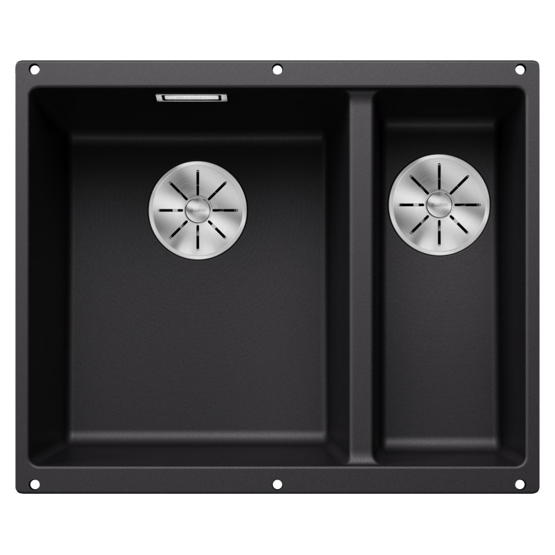 5525985 Lavabo Blanco à une cuve à gauche avec vasque SUBLINE 340/160-U Platinum 5525985, finition noire, 55 x 46 cm - À encastrer