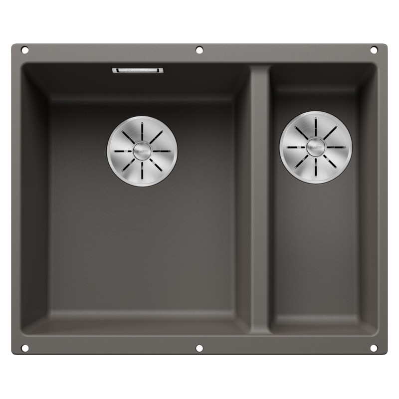 5527345 Lavabo Blanco à une cuve gauche avec vasque SUBLINE 340/160-U Platinum 5527345, finition gris volcan, 55 x 46 cm - À encast