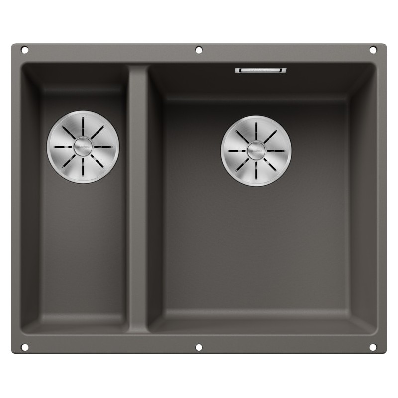 5527346 Blanco Lavello a una vasca dx con vaschetta SUBLINE 340/160-U Platinum 5527346 finitura grigio vulcano da 55x46 cm - Sottotop