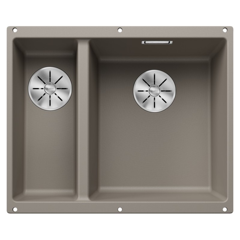 5523565 Lavabo Blanco à une cuve à droite avec vasque SUBLINE 340/160-U Platinum 5523565, finition truffe, 55 x 46 cm - À encastre