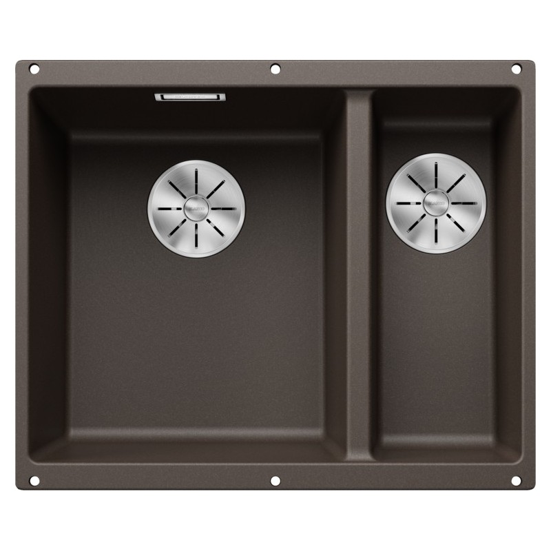 5523557 Lavabo Blanco à une cuve à gauche avec vasque SUBLINE 340/160-U Platinum 5523557, finition café, 55 x 46 cm - À encastrer