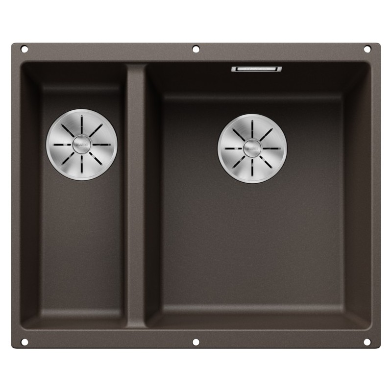 5523567 Lavabo Blanco à une cuve à droite avec vasque SUBLINE 340/160-U Platinum 5523567, finition café, 55 x 46 cm - À encastrer