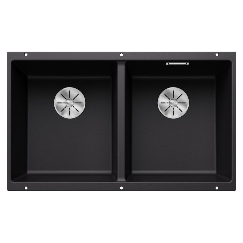 5525987 Blanco SUBLINE 350/350-U Platinum 5525987 double bowl sink, black finish, 75x46 cm - Undermount