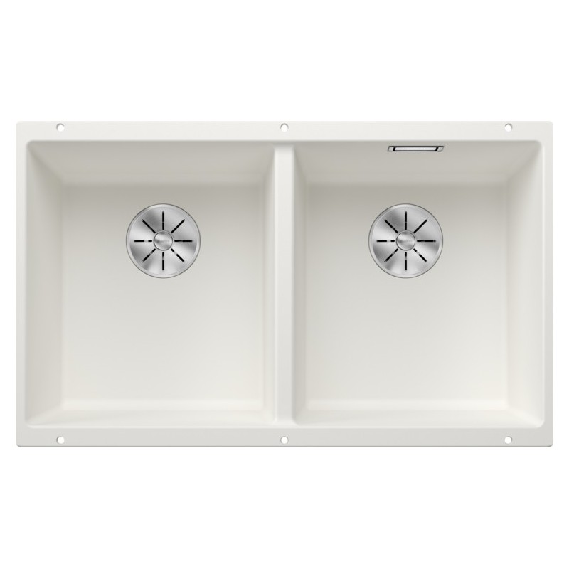 5523578 Évier double bac Blanco SUBLINE 350/350-U Platinum 5523578, finition blanche, 75 x 46 cm - À encastrer sous plan