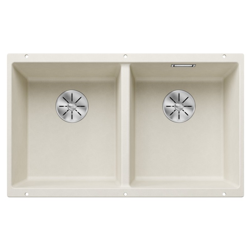 5527164 Blanco Lavello a due vasche SUBLINE 350/350-U Platinum 5527164 finitura soft white da 75x46 cm - Sottotop