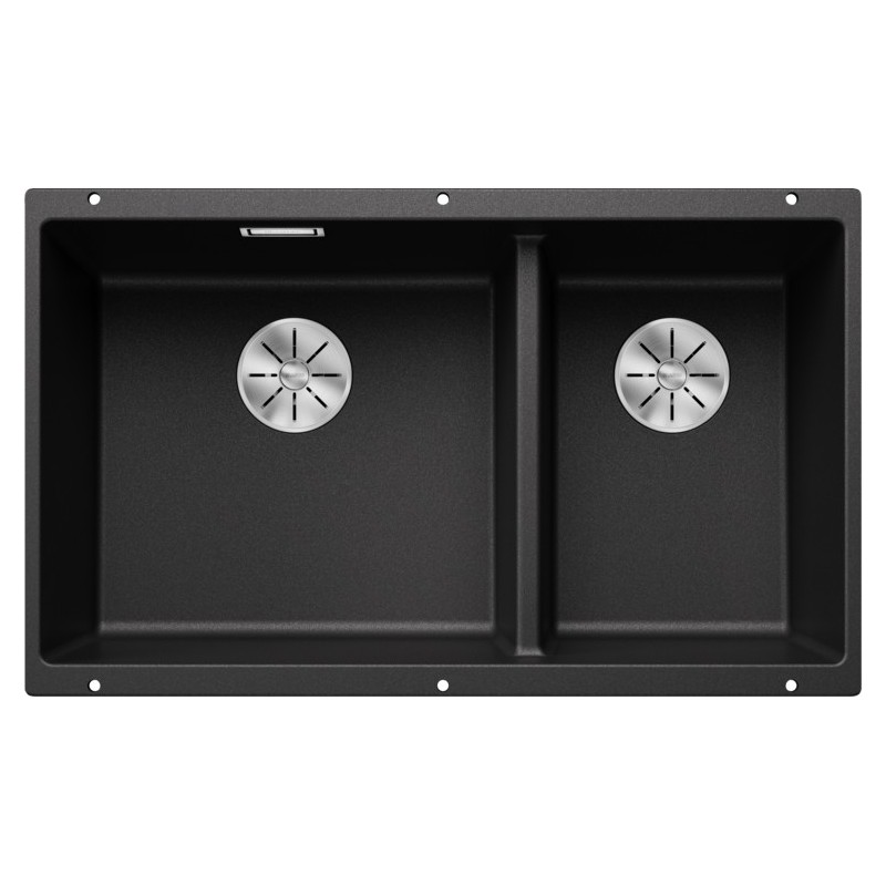 5523151 Évier double bac Blanco SUBLINE 430/270-U Platinum 5523151, finition anthracite, 75 x 46 cm - À encastrer sous plan