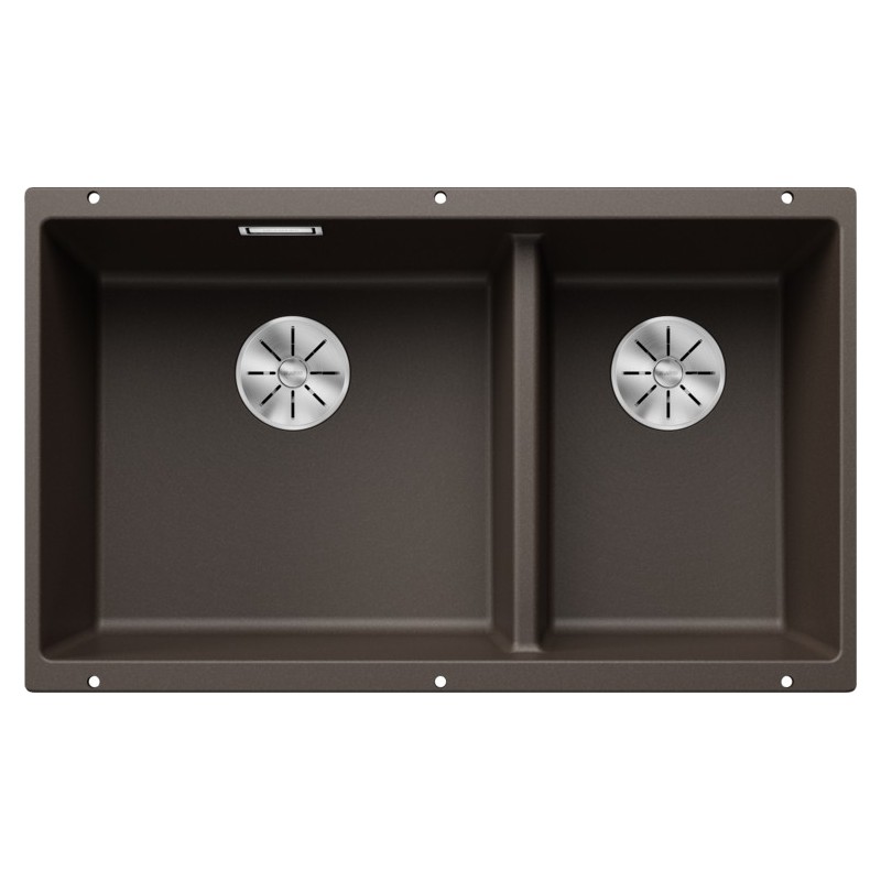 5523160 Évier double bac Blanco SUBLINE 430/270-U Platinum 5523160, finition café, 75 x 46 cm - À encastrer sous plan