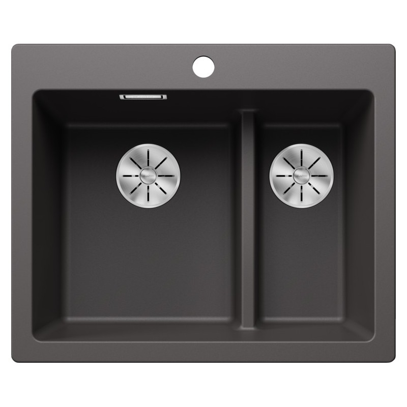 4521690 Blanco Lavello a una vasca con vaschetta PLEON 6 SPLIT Dark Steel 4521690 finitura grigio roccia da 61x51 cm - Sopratop